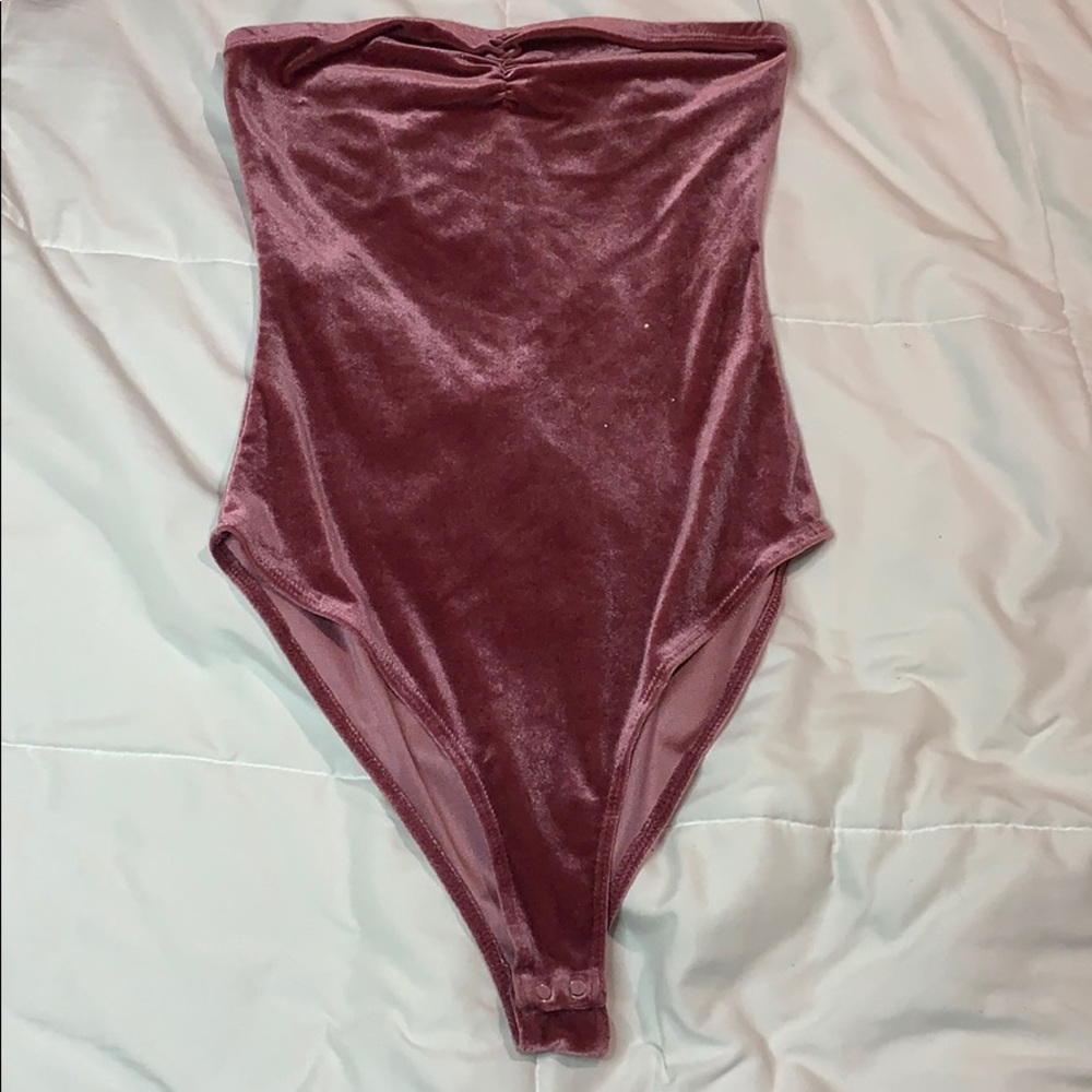 Rose pink velour bodysuit